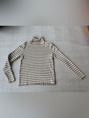 Ralph Lauren Tan and White Striped Turtleneck sz S